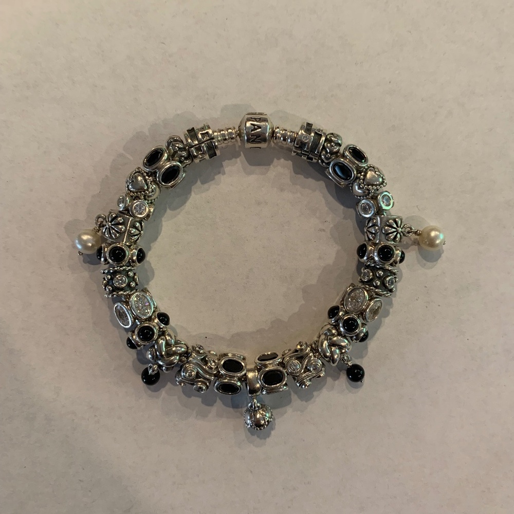 Pandora 8 inch Silver Charm Bracelet with 27 charms